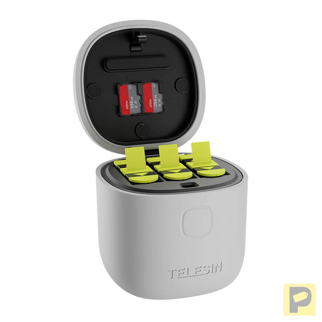 3-slot waterproof charger Telesin Allin box for GoPro Hero 9 / Hero 10 / Hero 11 / Hero 12 + 3 batteries (GP-BTR-906-GY-B)