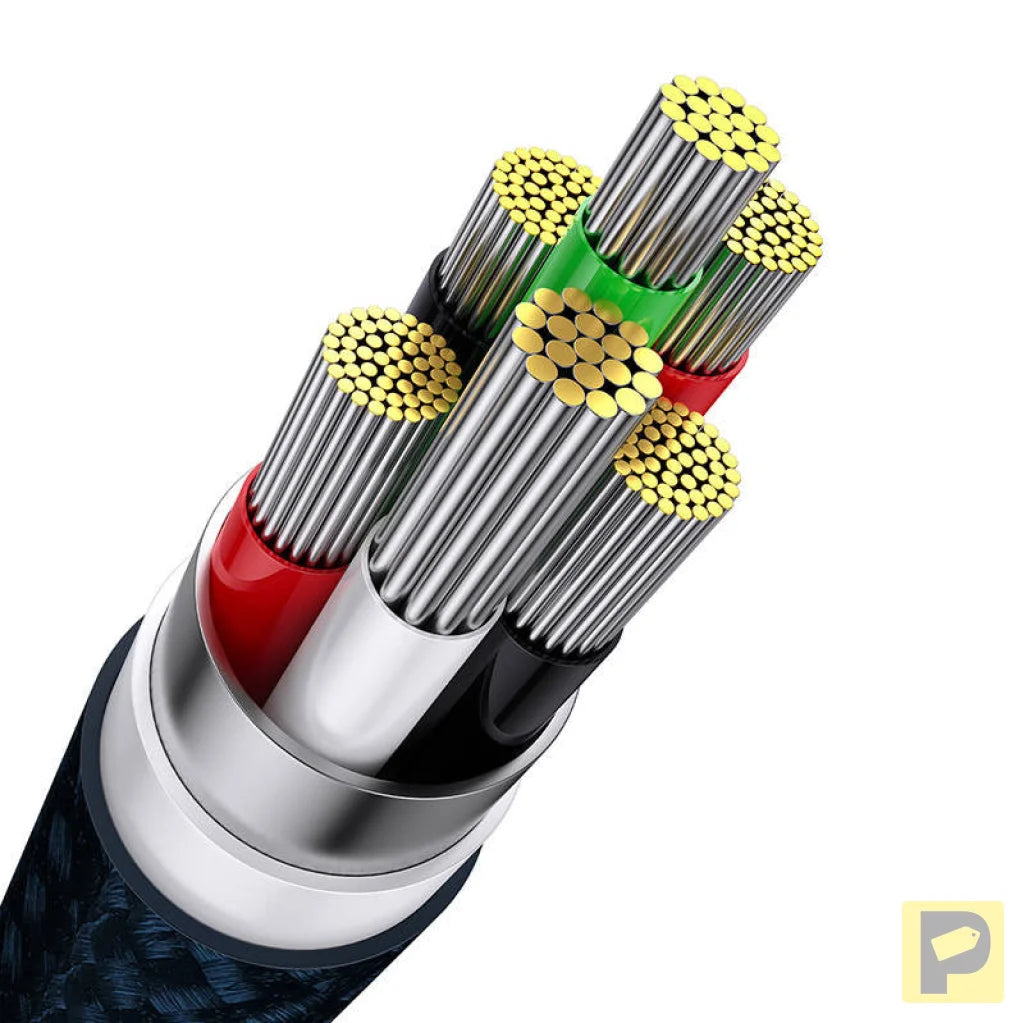 3in1 USB cable Baseus Flash Series, USB-C + micro USB + Lightning, 100W, 1.2m (blue)