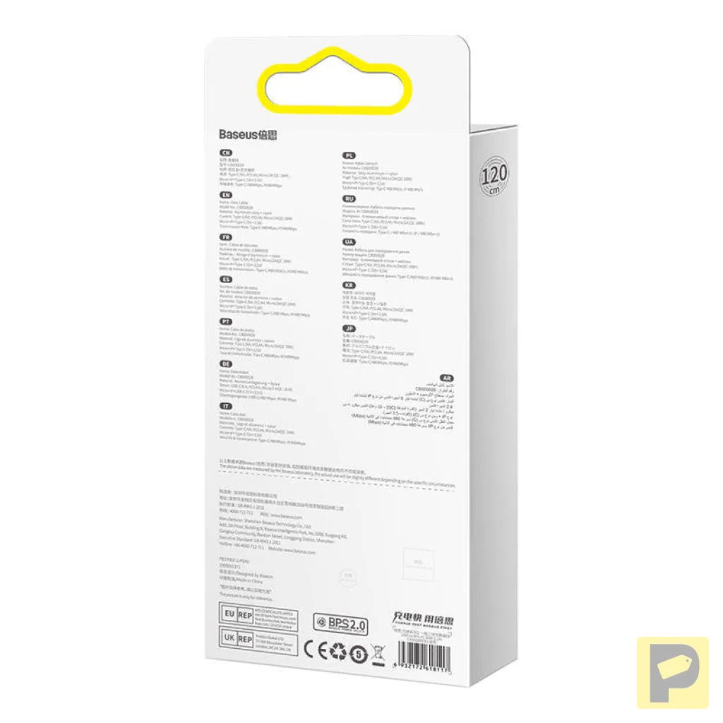 3in1 USB cable Baseus USB 3in1 Baseus Flash Series, USB-C + Micro + Lightning 66W, 1.2m (blue)