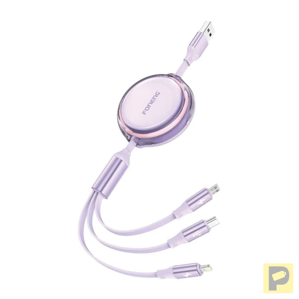 3w1 Foneng X113 1.1M Fioletowa Cable
