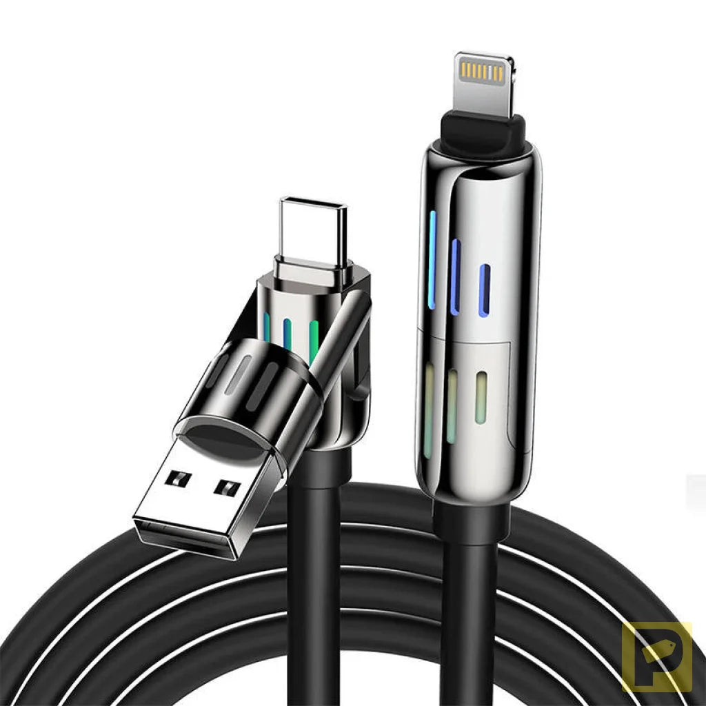 4-in-1 USB-C/USB-A to USB-C/Lightning cable Blitzwolf BW-HDC6 1.2m 240W RGB (black)