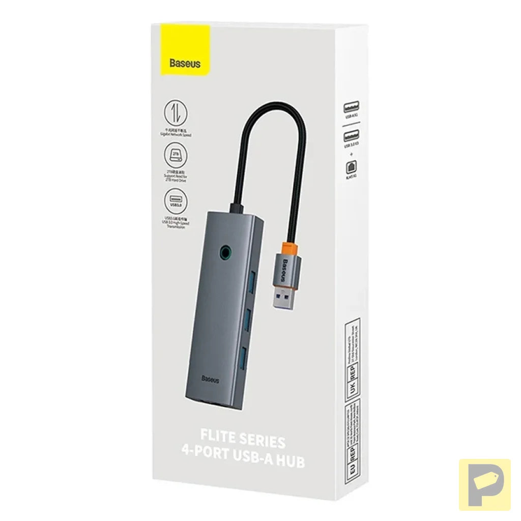 4in1 Hub Baseus UltraJoy USB-A to USB 3.0 + RJ45 (space grey)