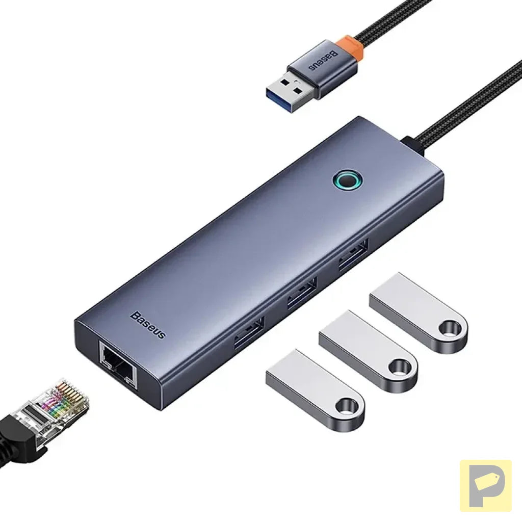 4in1 Hub Baseus UltraJoy USB-A to USB 3.0 + RJ45 (space grey)