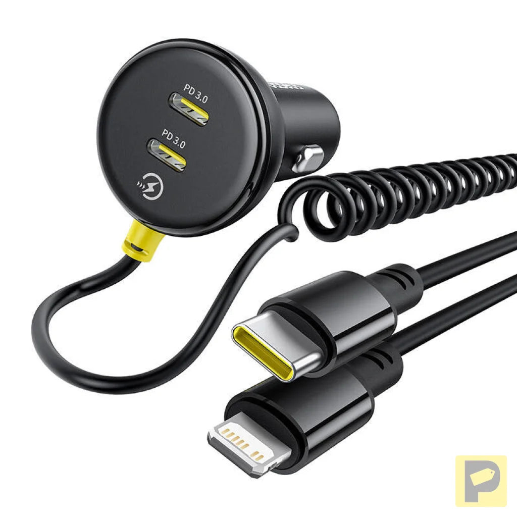 60W Baseus USB-C car charger + Lightning cable (Black)