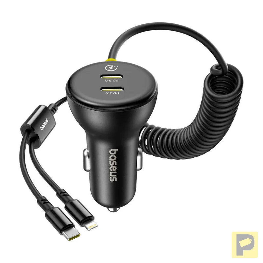 60W Baseus USB-C car charger + Lightning cable (Black)
