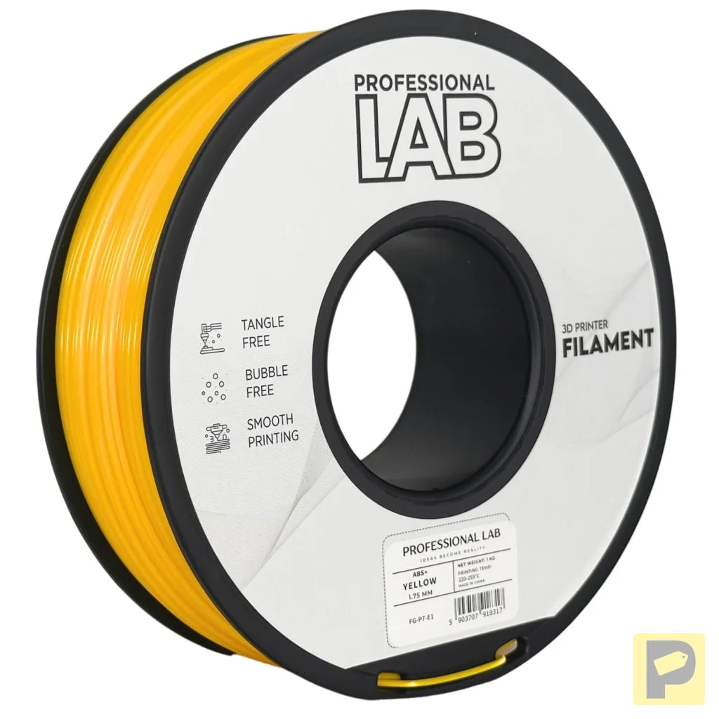 ABS is a strong, impact-resistant filament, ideal for functional parts and mechanical components. It requires a heated bed and enclosure to minimize warping and should be used in a well-ventilated area.