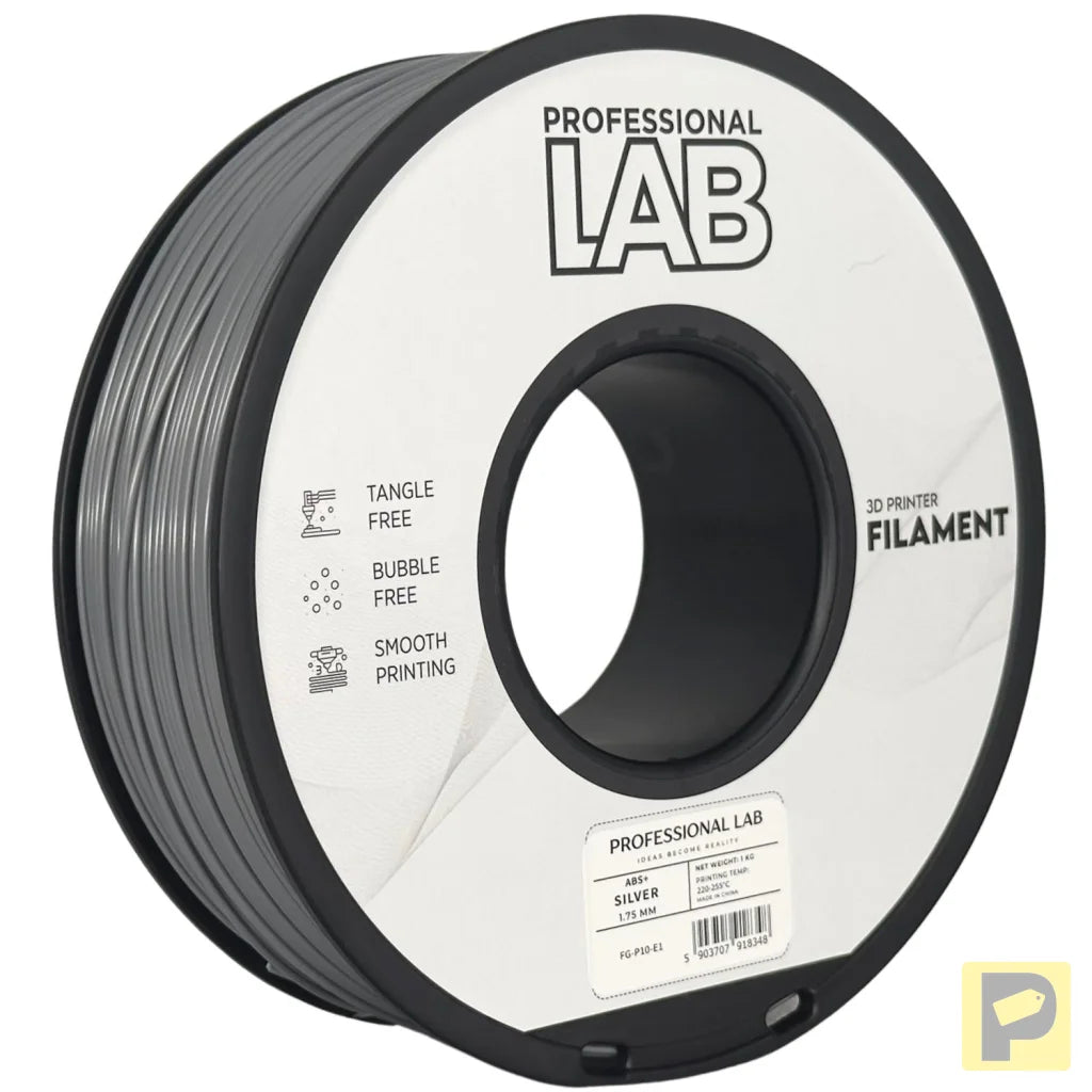 ABS is a strong, impact-resistant filament, ideal for functional parts and mechanical components. It requires a heated bed and enclosure to minimize warping and should be used in a well-ventilated area.