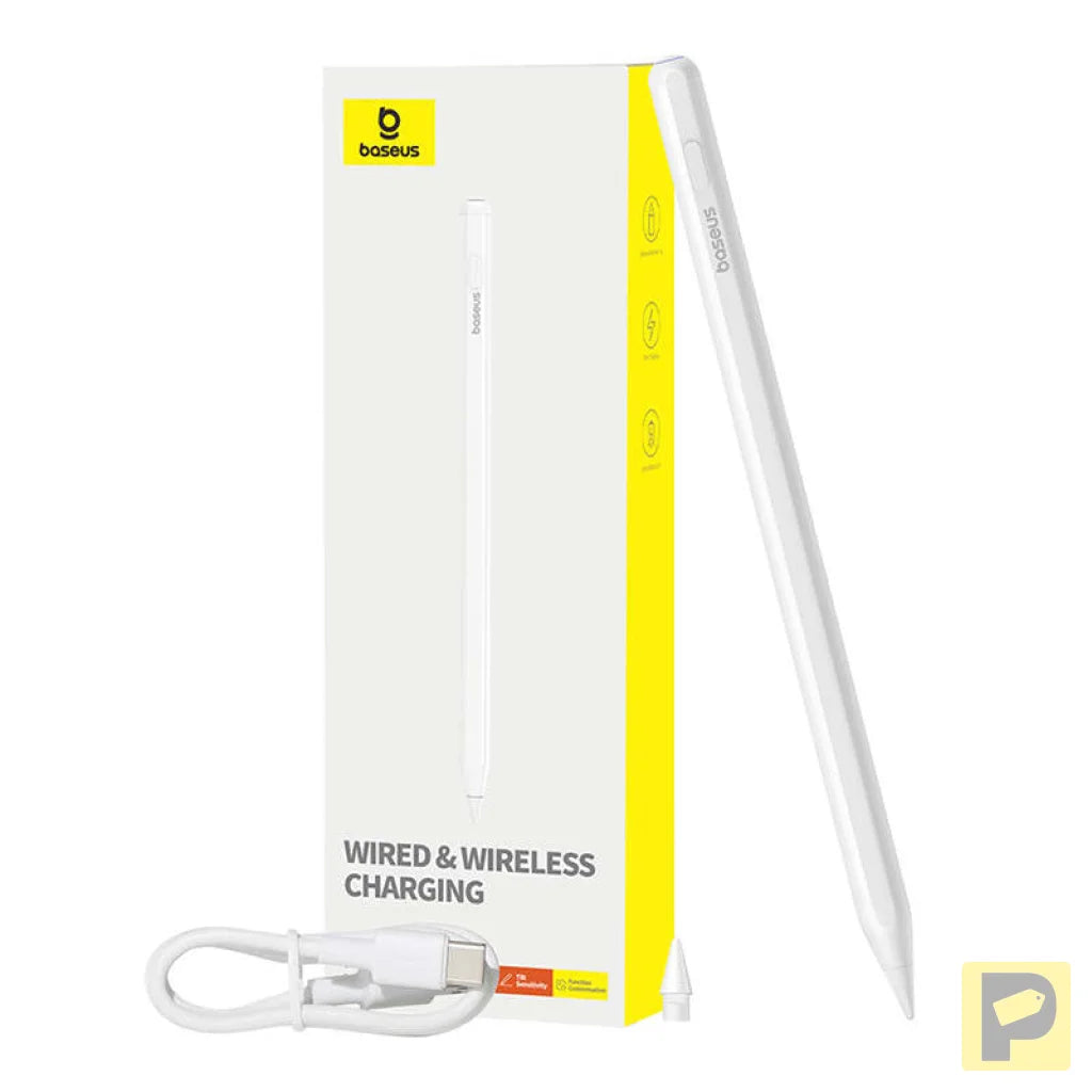 Active stylus Baseus Smooth Writing Series with wireless and cabled charging (White)