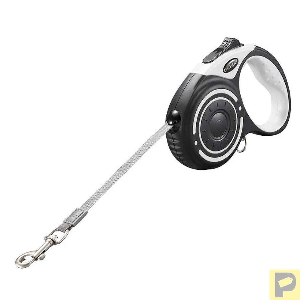 Automatic leash 5m with flashlight and bag container and Dogness bags (gray)