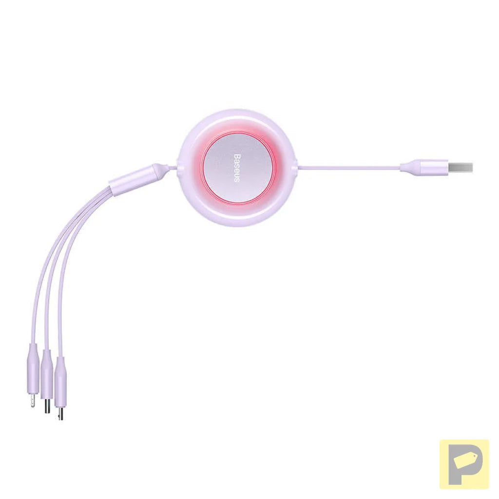 Baseus Bright Mirror 2, 3-in-1 USB 3-in-1 cable for micro USB / USB-C / Lightning 3.5A 1.1m (Purple)