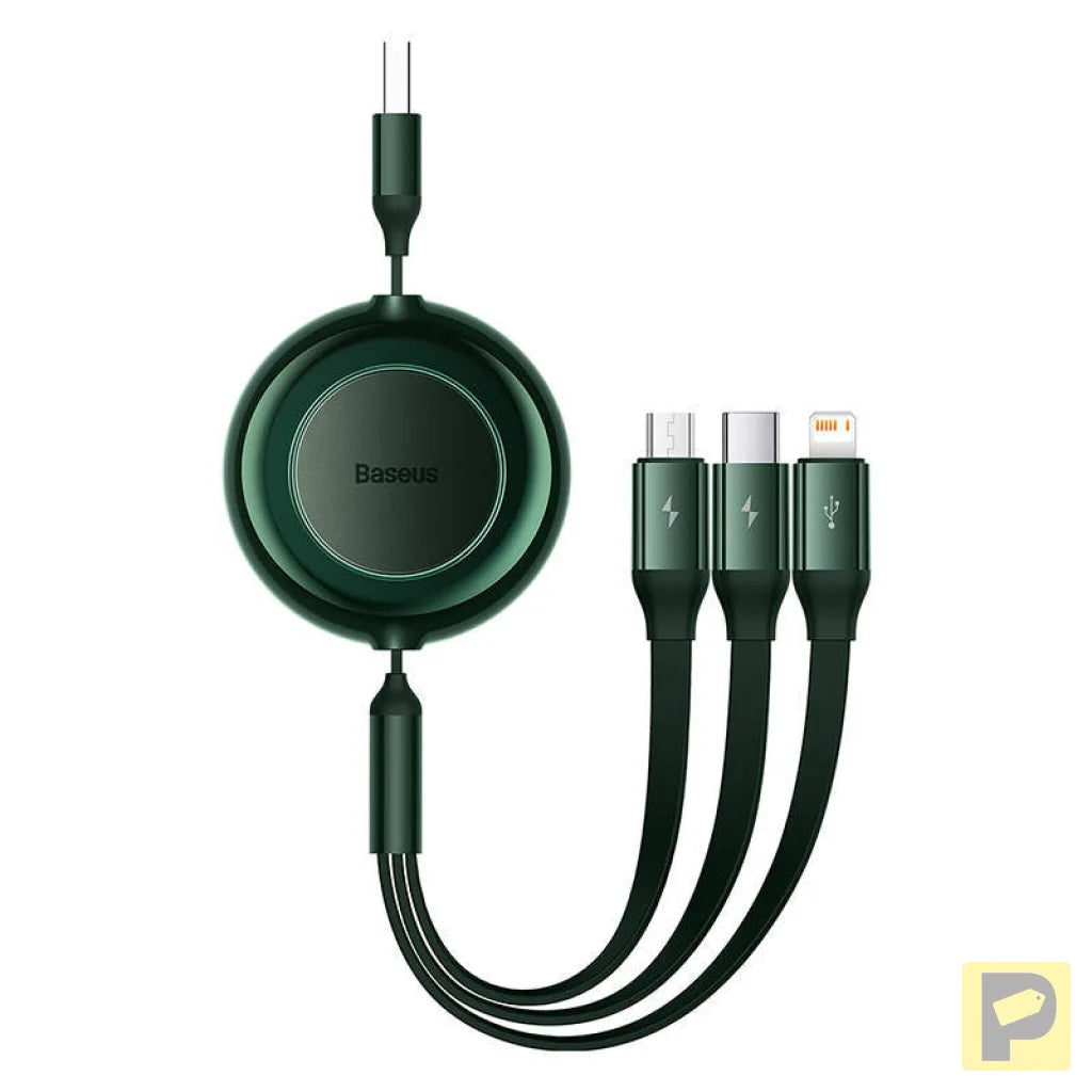 Baseus Bright Mirror 2, USB 3-in-1 cable for micro USB / USB-C / Lightning 3.5A 1.1m (Green)