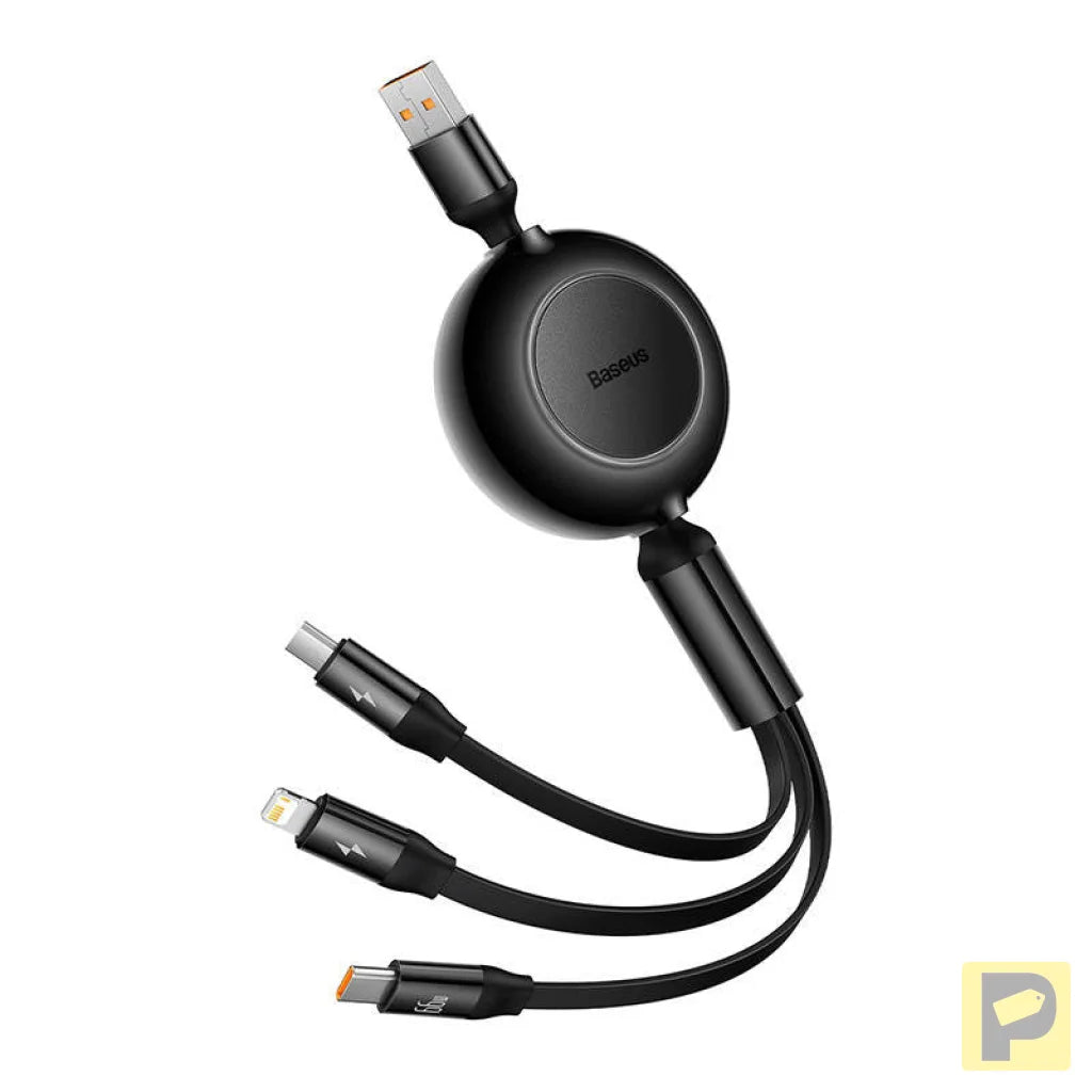 Baseus Bright Mirror 3, USB 3-in-1 cable for micro USB / USB-C / Lightning 66W / 2A 1.1m (Black)