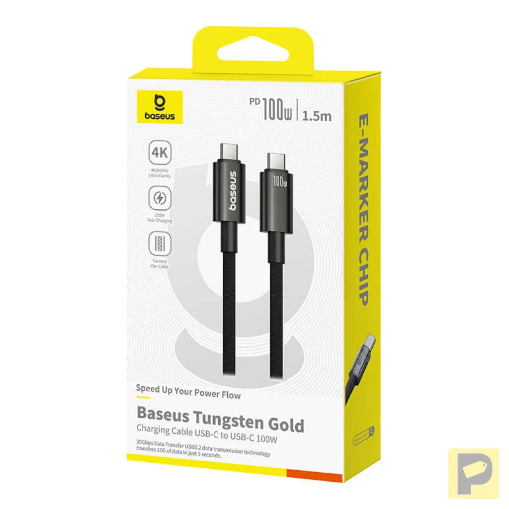 Baseus Cable USB Tungsten Gold USB-C to USB-C 100W 1,5m (black)