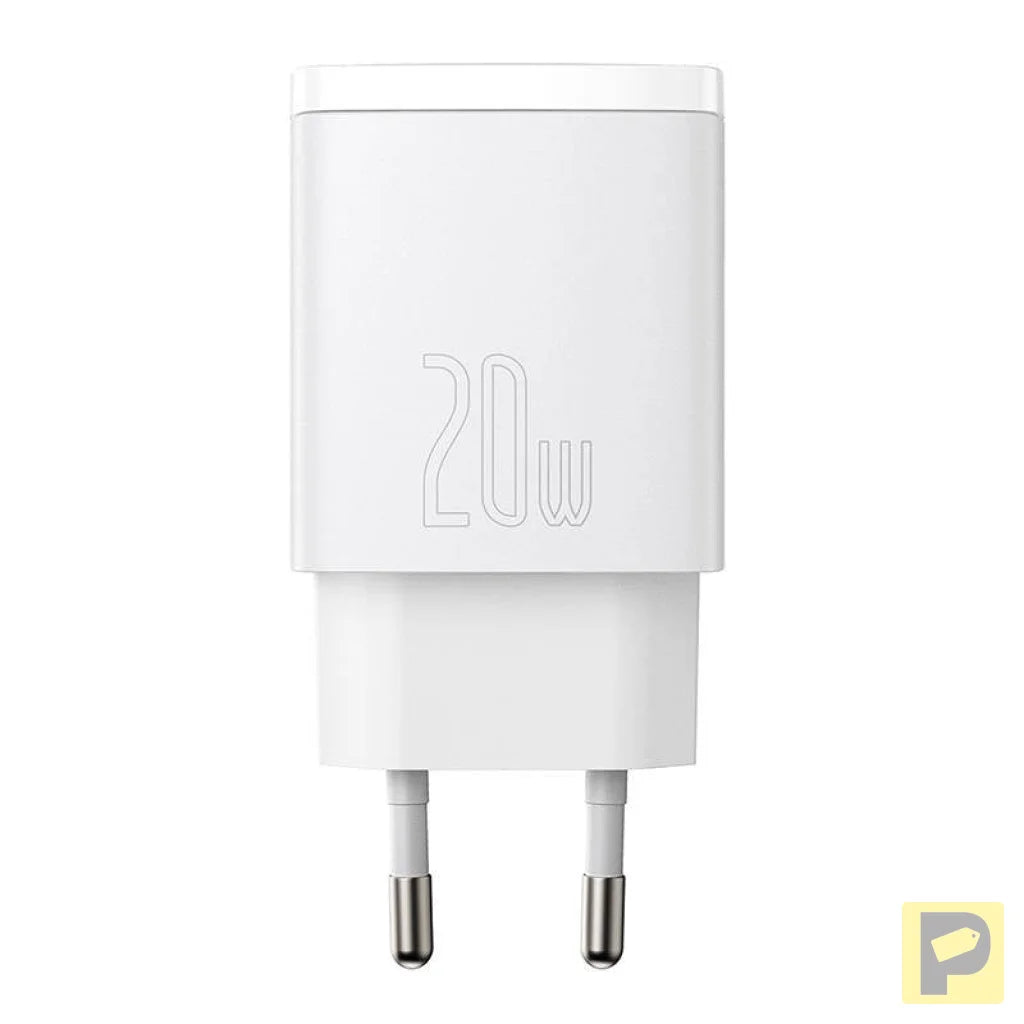 Baseus Compact Quick Charger, USB, USB-C, 20W (white)