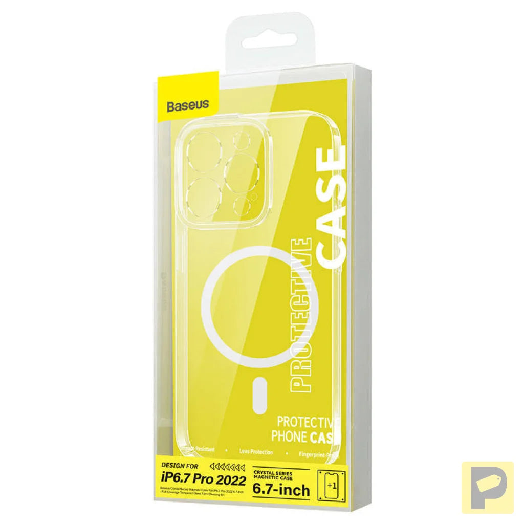 Baseus Crystal Transparent Magnetic Case and Tempered Glass set for iPhone 14 Pro Max