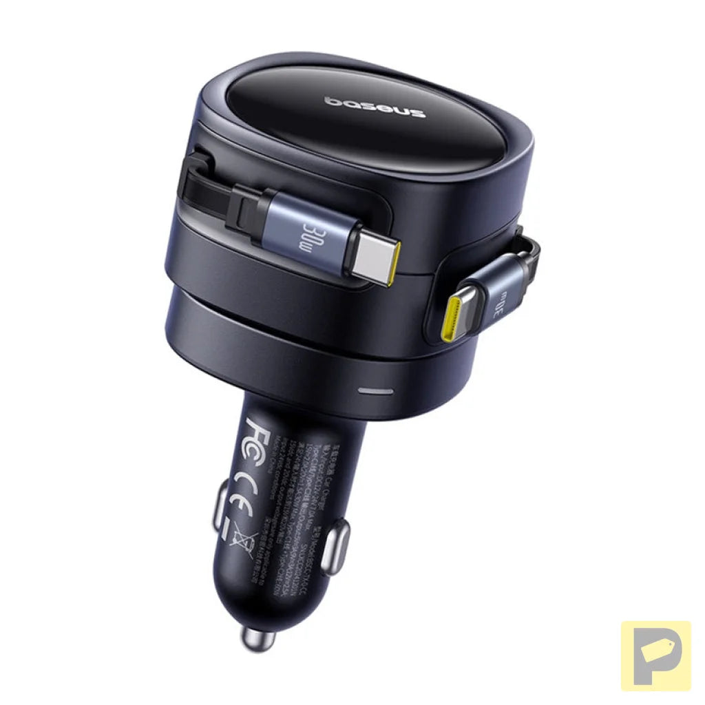 Baseus Enjoyment Max car charger with USB-C+USB-C cables 60W Black