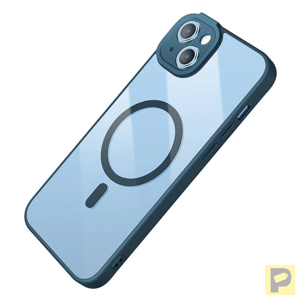 Baseus Frame Transparent Magnetic Case and Tempered Glass set for iPhone 14 Plus (blue)