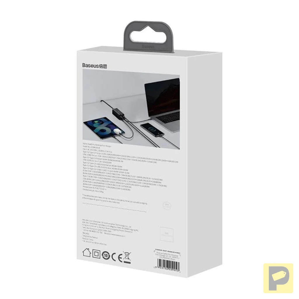 Baseus GaN3 Pro wall charger 2xUSB-C + 2xUSB, 100W (black)