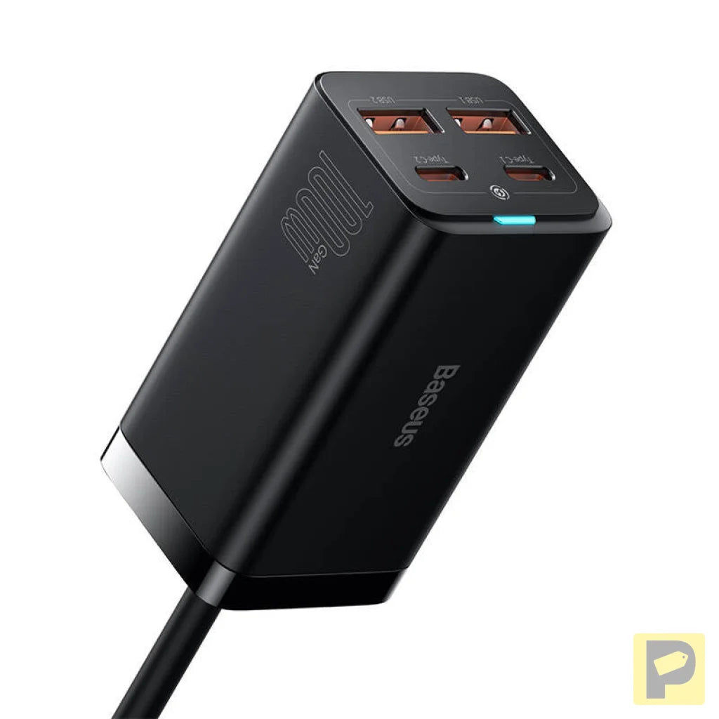 Baseus GaN3 Pro wall charger 2xUSB-C + 2xUSB, 100W (black)