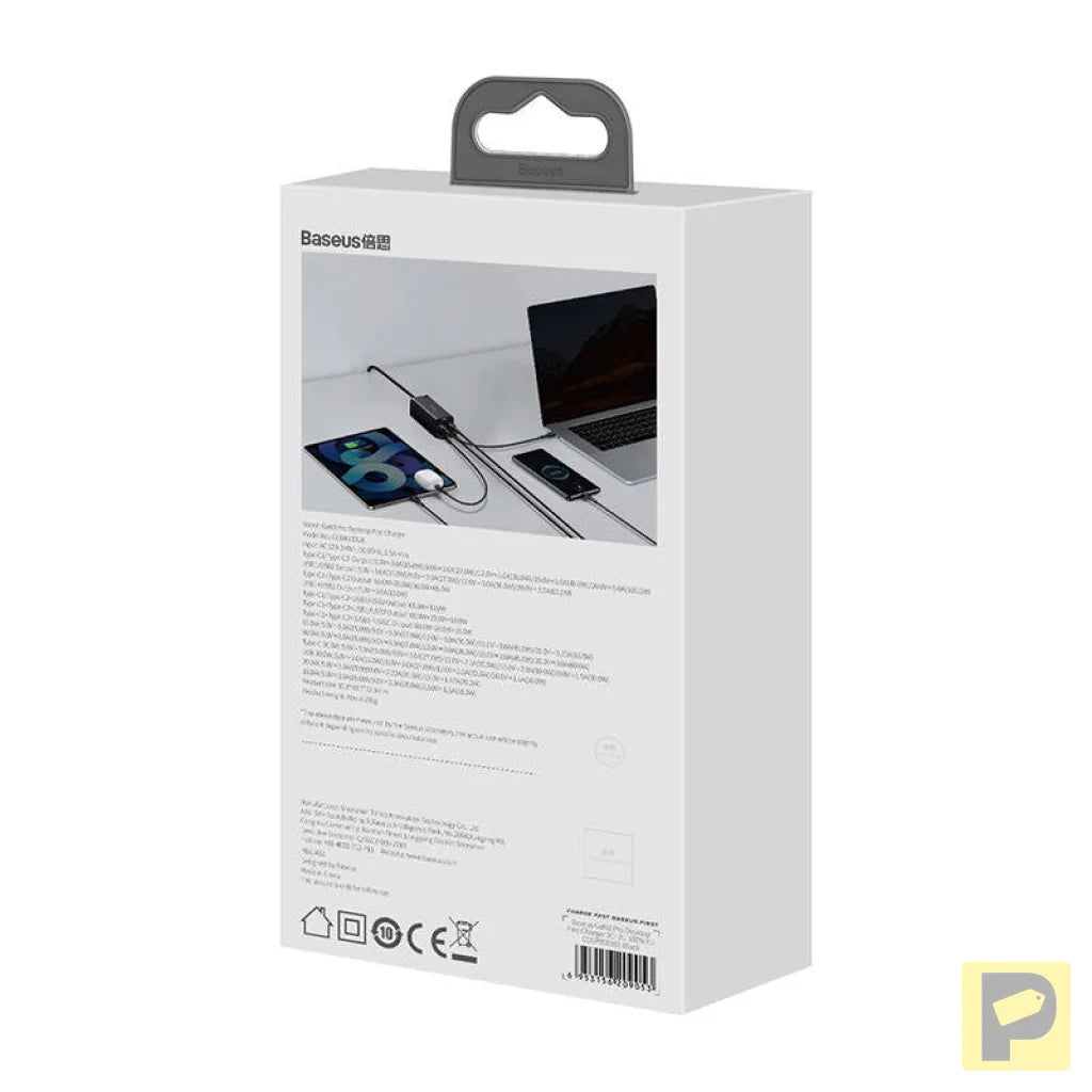 Baseus GaN3 Pro wall charger 2xUSB-C + 2xUSB, 100W (black)
