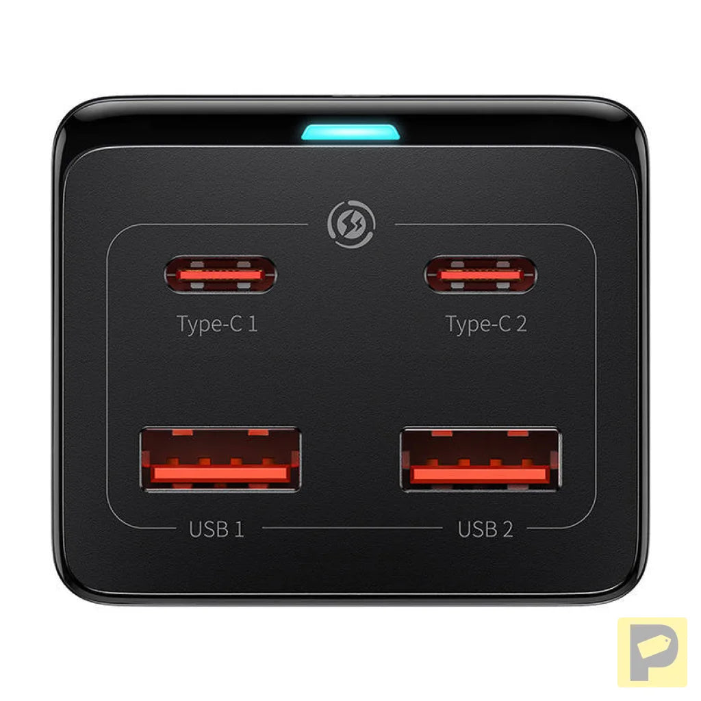 Baseus GaN3 Pro wall charger / powerstrip 2xUSB + 2xUSB-C + AC, 100W (black)
