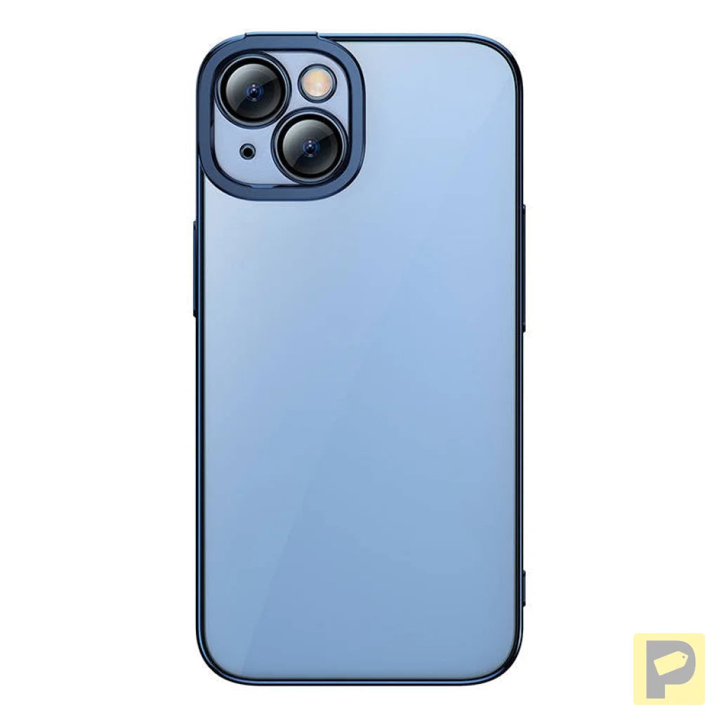 Baseus Glitter Transparent Case and Tempered Glass set for iPhone 14 Plus (blue)