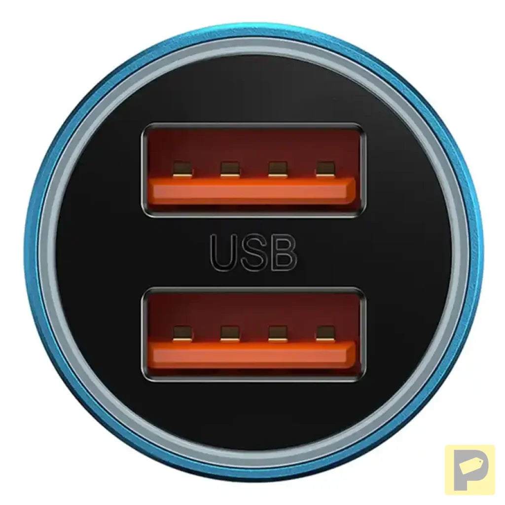 Baseus Golden Contactor Max car charger, 2x USB, 60W (blue)