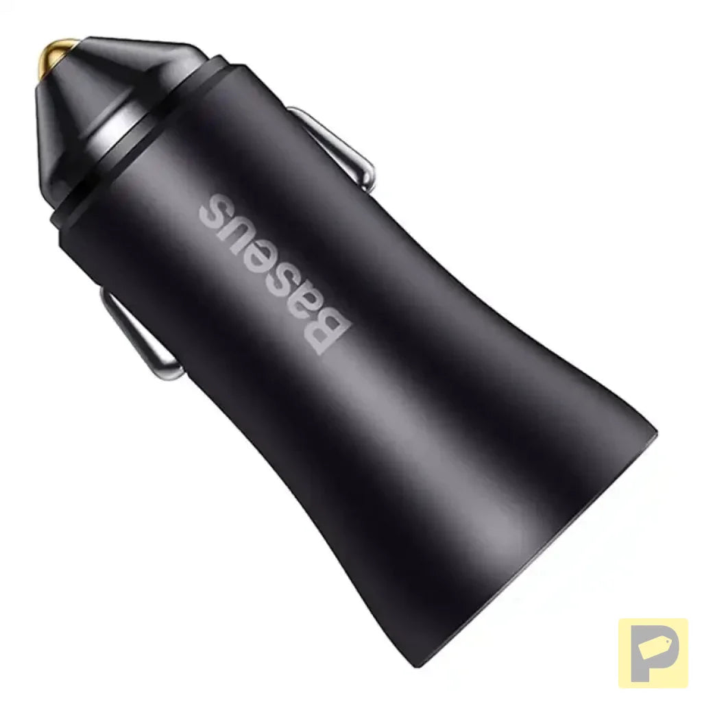 Baseus Golden Contactor Max car charger, 2x USB, 60W (gray)