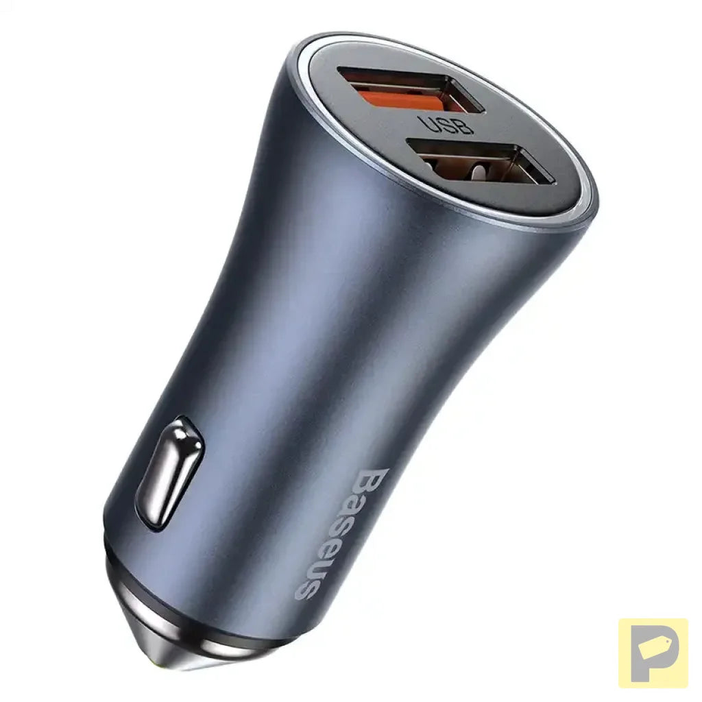 Baseus Golden Contactor Pro car charger, 2x USB, 40W (gray)