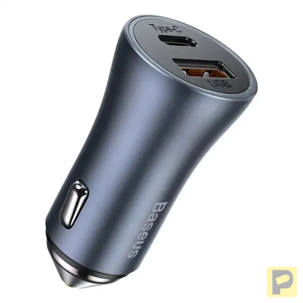 Baseus Golden Contactor Pro Car Charger USB + USB-C, QC4.0+, PD, SCP, 40W (gray)