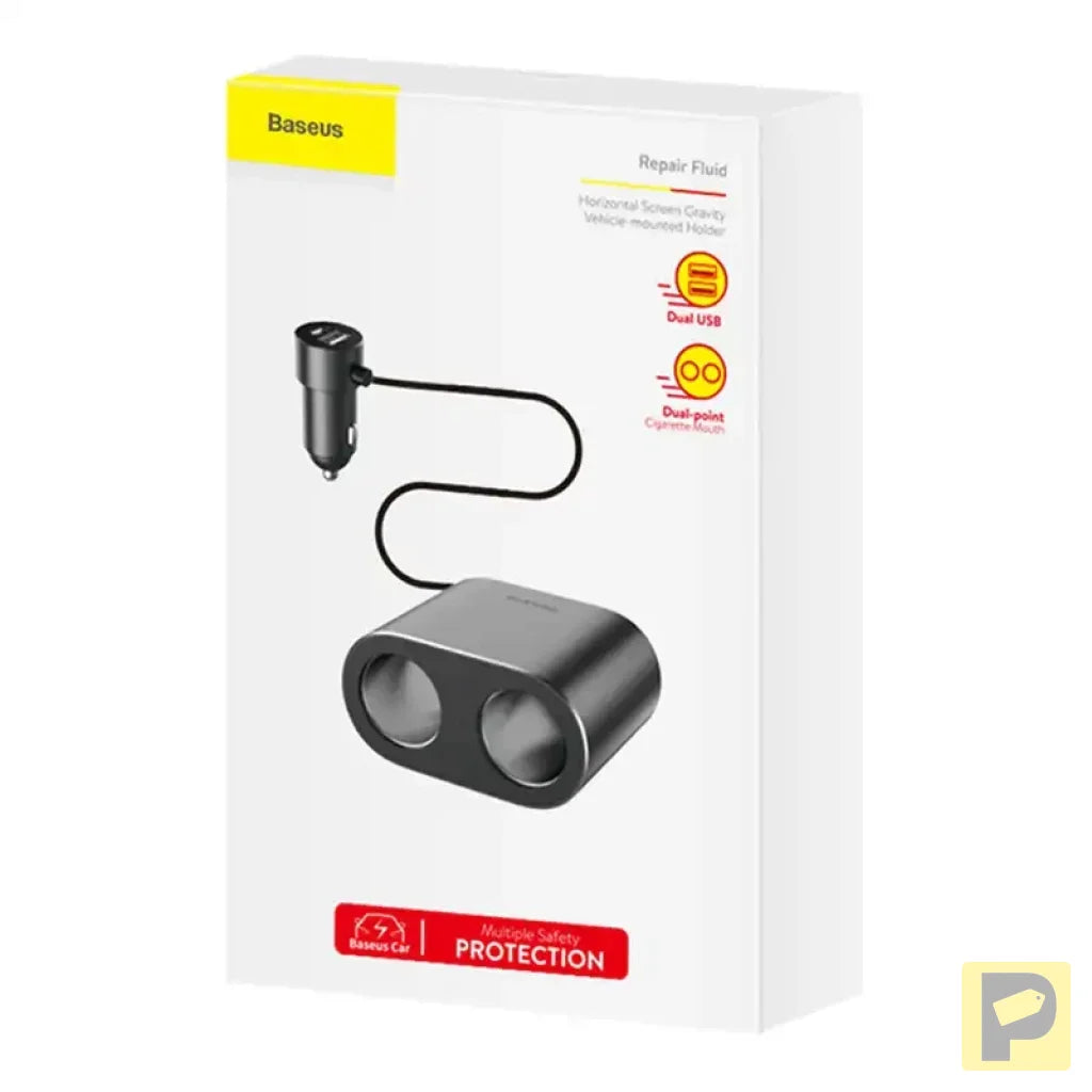 Baseus Lighter socket splitter 2xUSB 3,1A 100W (Black)