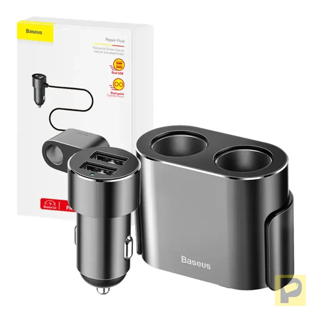 Baseus Lighter socket splitter 2xUSB 3,1A 100W (Black)