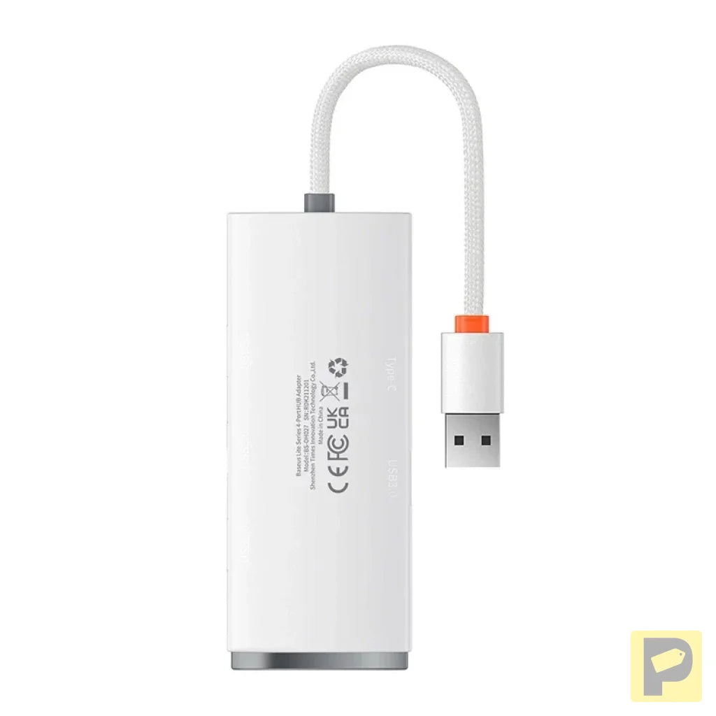 Baseus Lite Series Hub 4in1 USB to 4x USB 3.0, 25cm (White)