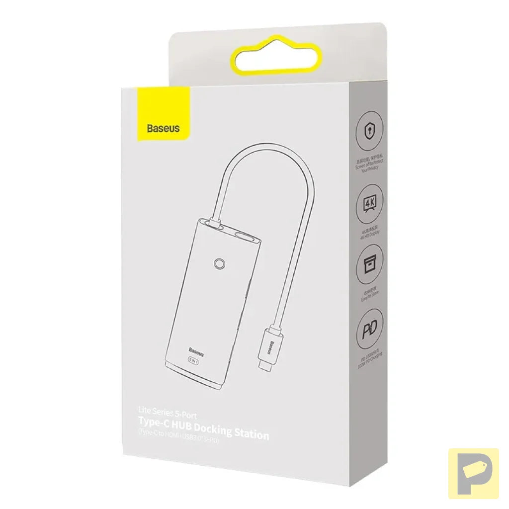 Baseus Lite Series Hub 5w1 USB-C to 3x USB 3.0 + USB-C + HDMI (black)