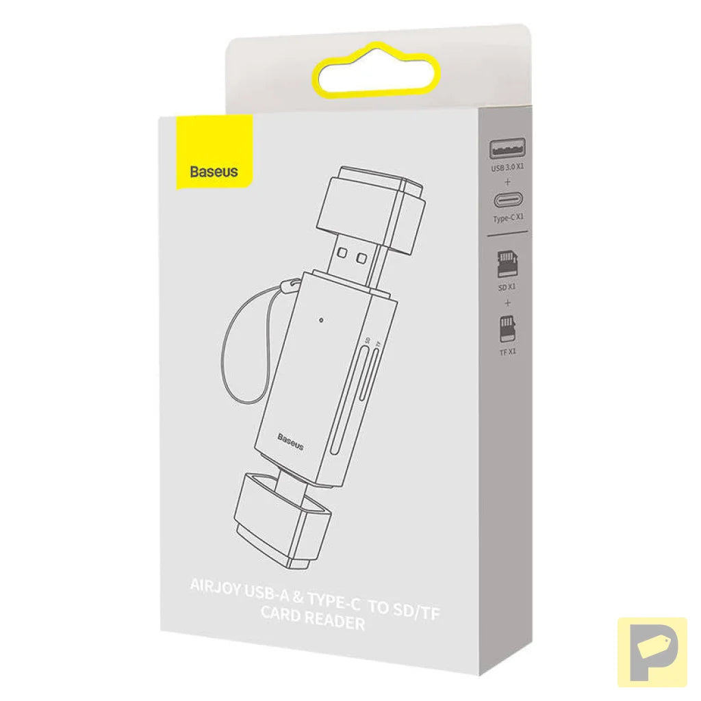 Baseus Lite Series SD/TF memory card reader, USB + USB-C (gray)
