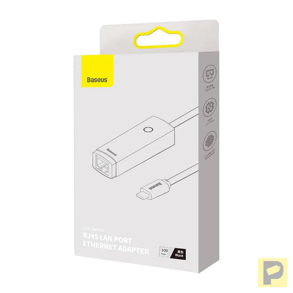 Baseus Lite Series USB-C to RJ45 network adapter, 100Mbps (black)