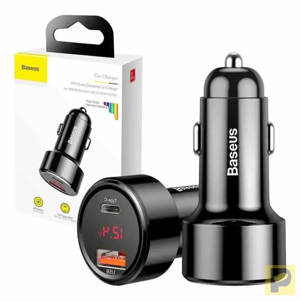 Baseus Magic Car Charger USB + USB-C QC 4.0 PD 45W (black)