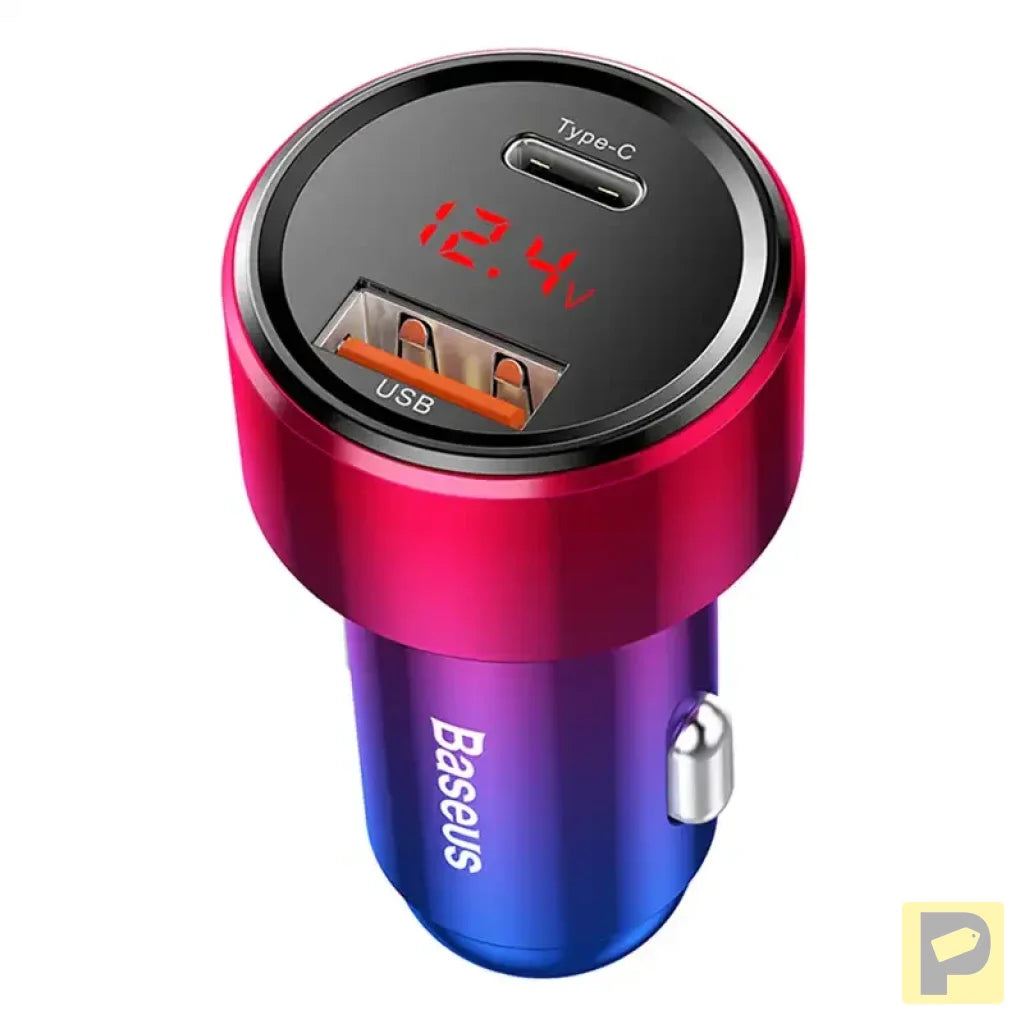 Baseus Magic USB + USB-C QC 4.0 PD 45W car charger (red-blue).