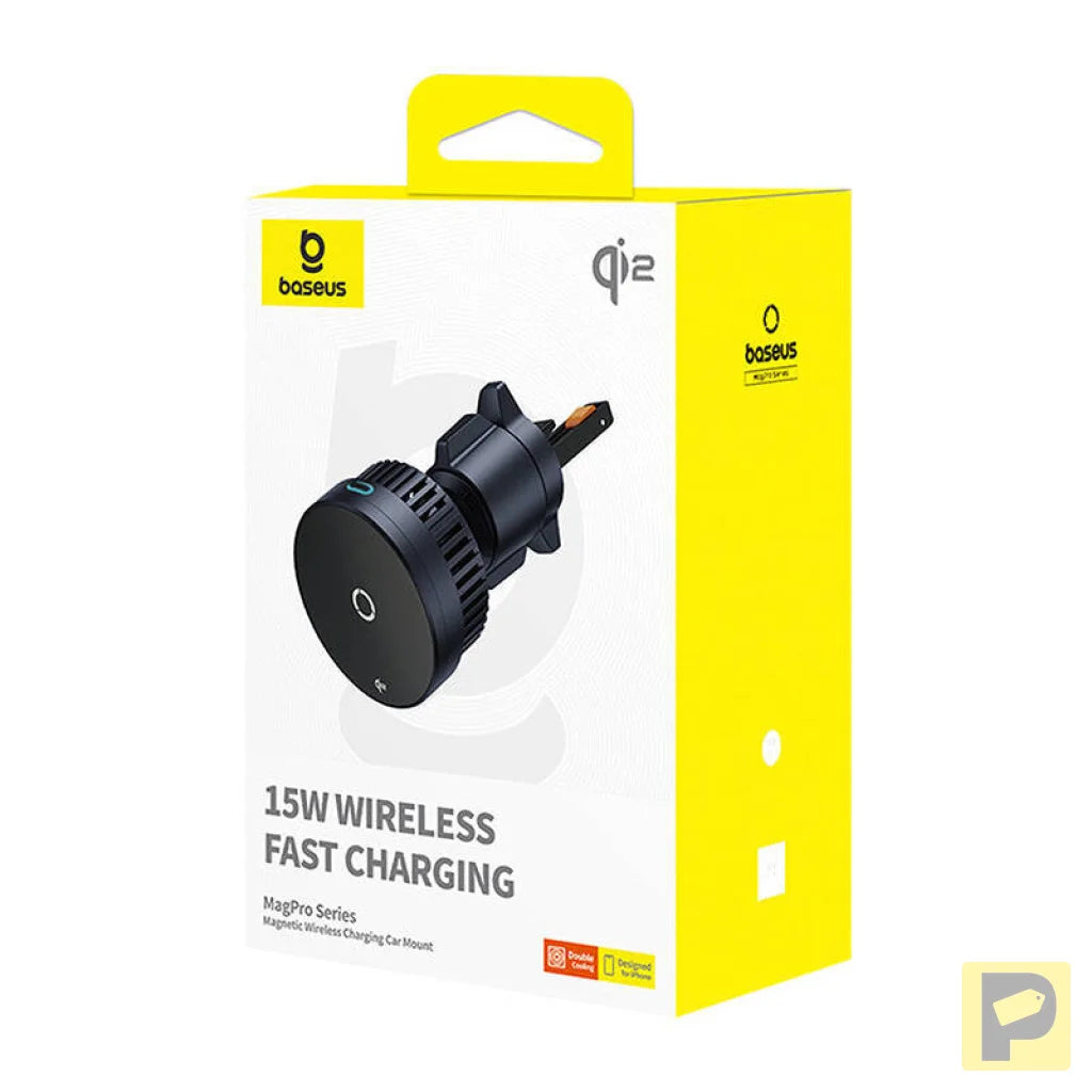 Baseus MagPro car mount with 15W Qi2.0 inductive charger (black)