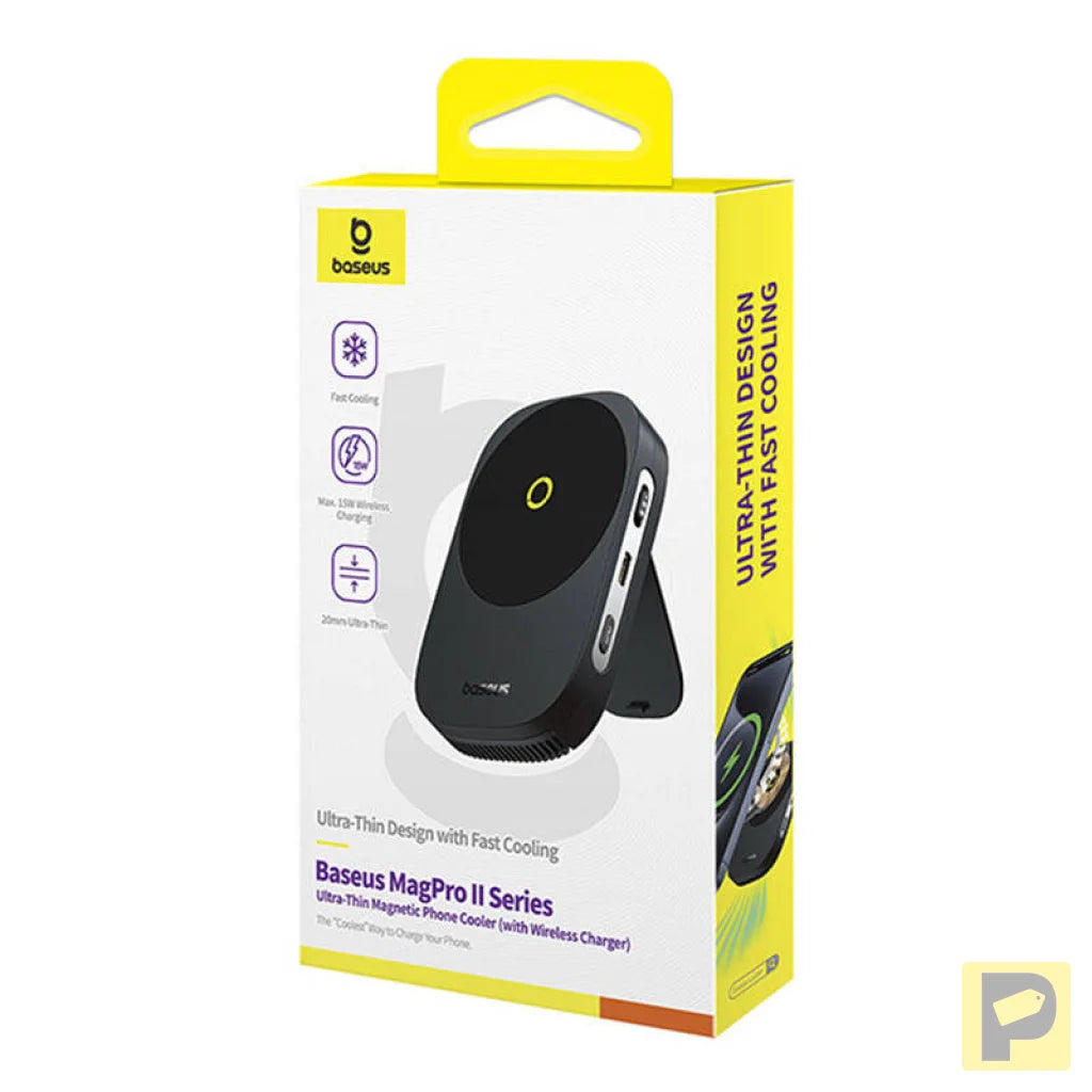 Baseus MagPro II Ultra-Thin Phone Cooler with charger (black)