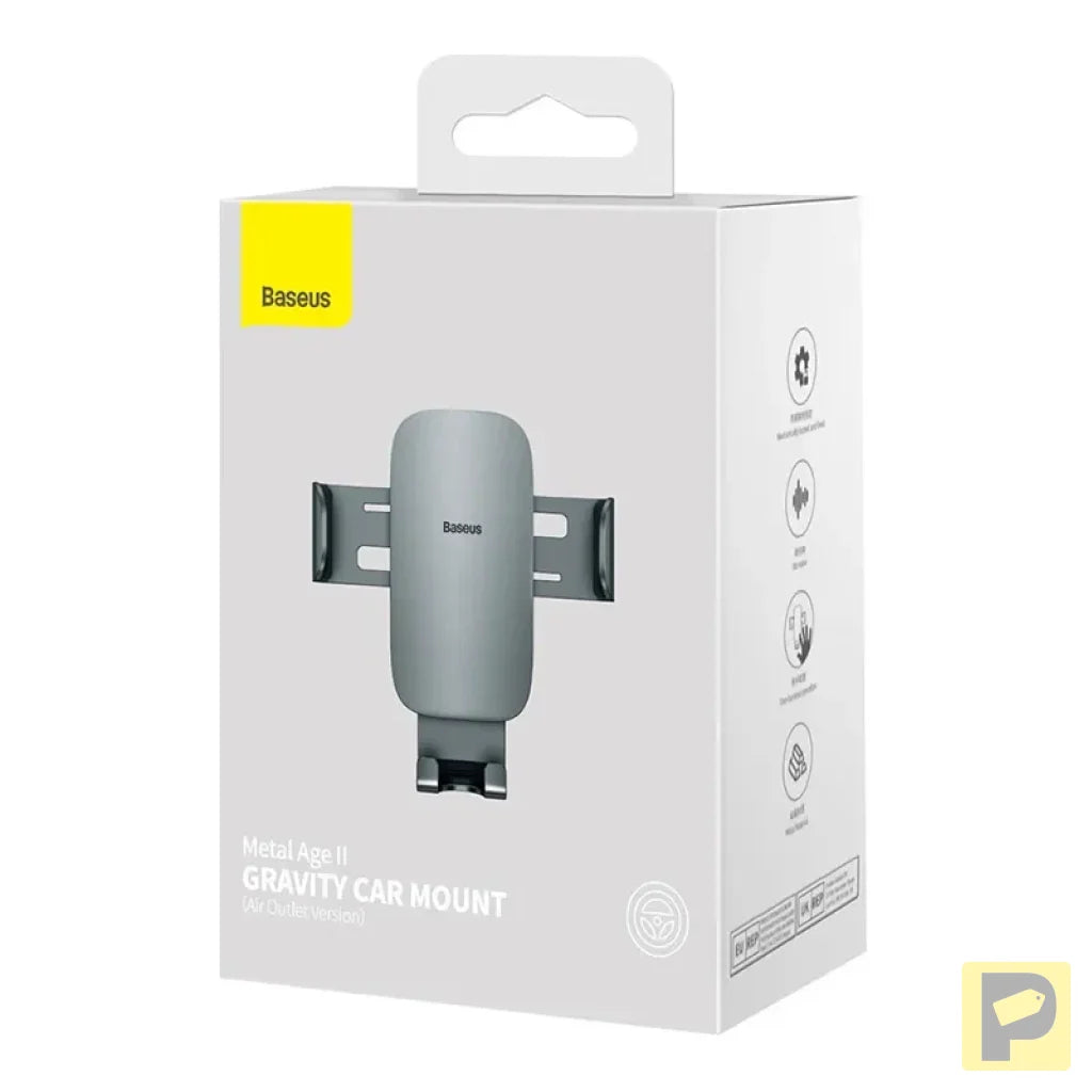 Baseus Metal Age II Gravitational Car Holder on ventilation grid (gray)