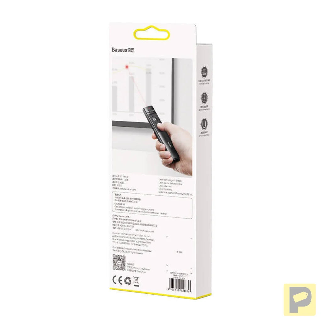 Baseus Orange Dot Multifunctionale remote control for presentation, with a laser pointer - gray