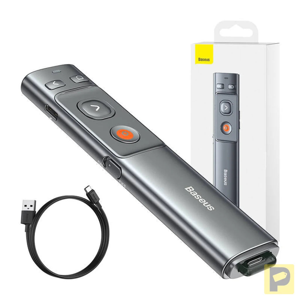 Baseus Orange Dot Multifunctionale remote control for presentation, with a laser pointer - gray