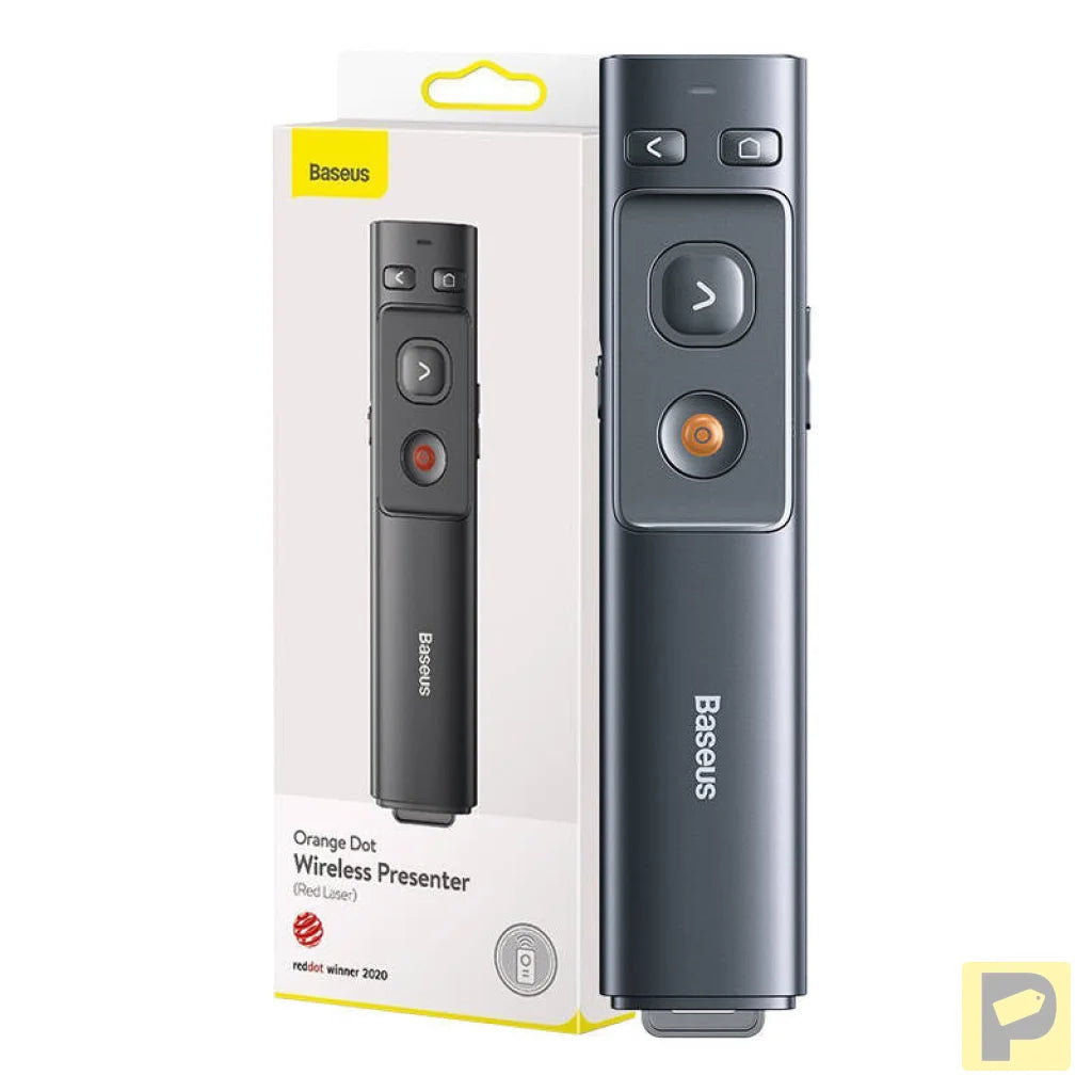 Baseus Orange Dot Multifunctionale remote control for presentation, with a laser pointer - gray