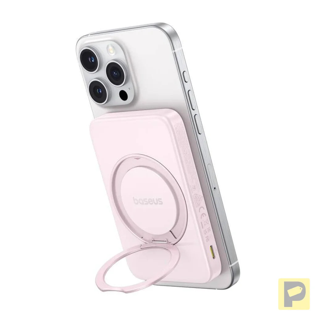 Baseus powerbank with stand PicoGo Qi2 5000mAh 20W (pink)