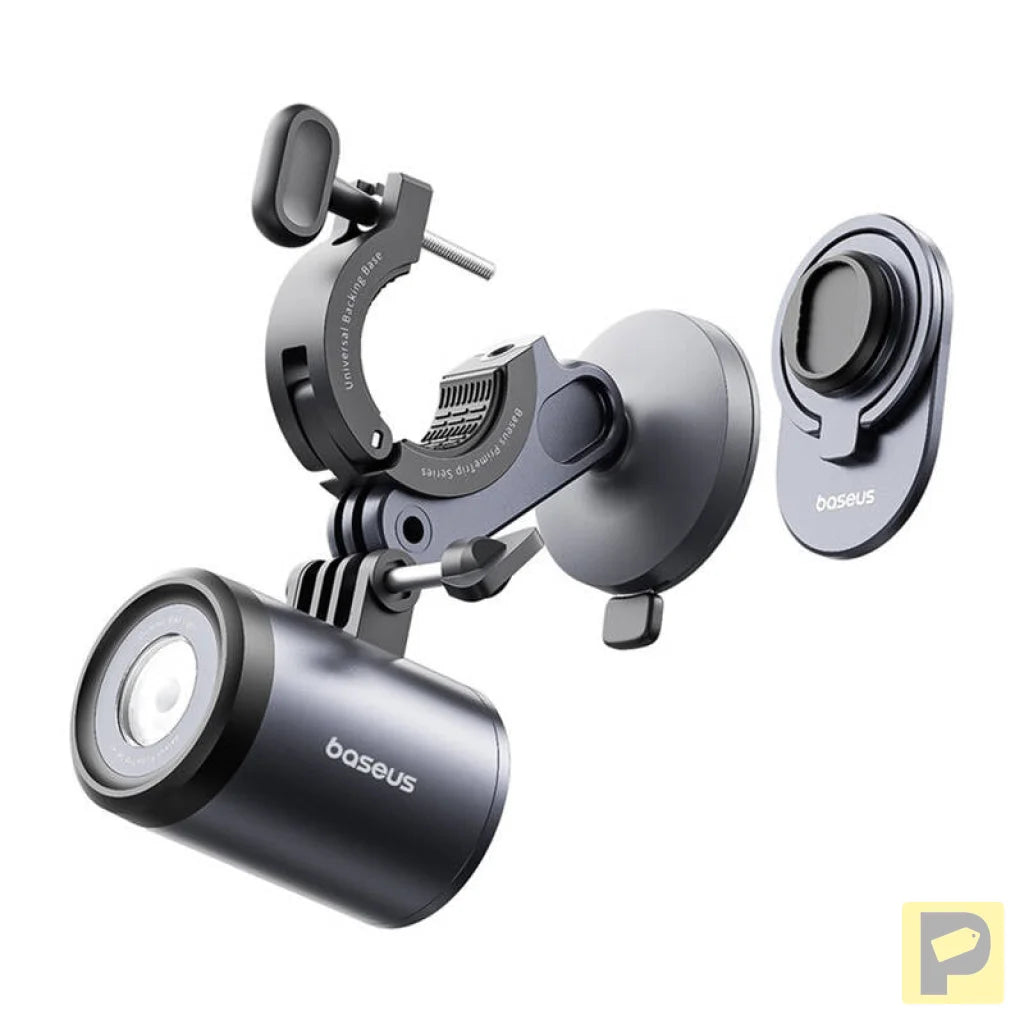 Baseus PrimeTrip 2-in-1 bike mount, phone holder + flashlight (black)