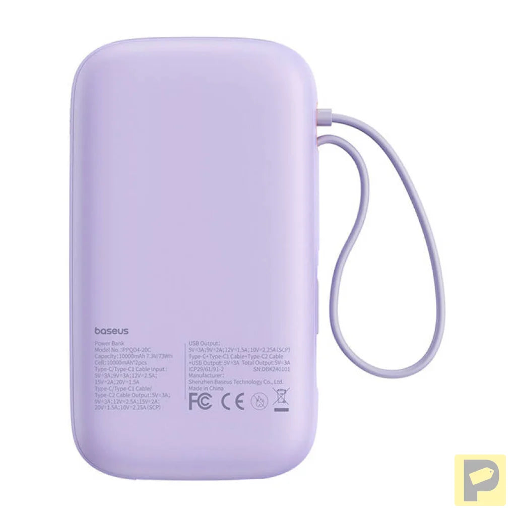 Baseus QPow 2 20000mAh 30W 2xUSB-C powerbank (purple)