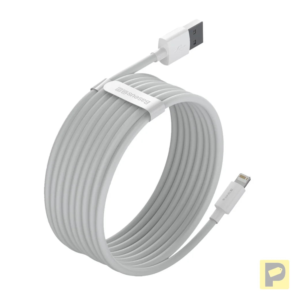 Baseus Simple Wisdom Data Cable Kit USB to Lightning 2.4A (2PCS/Set)1.5m White