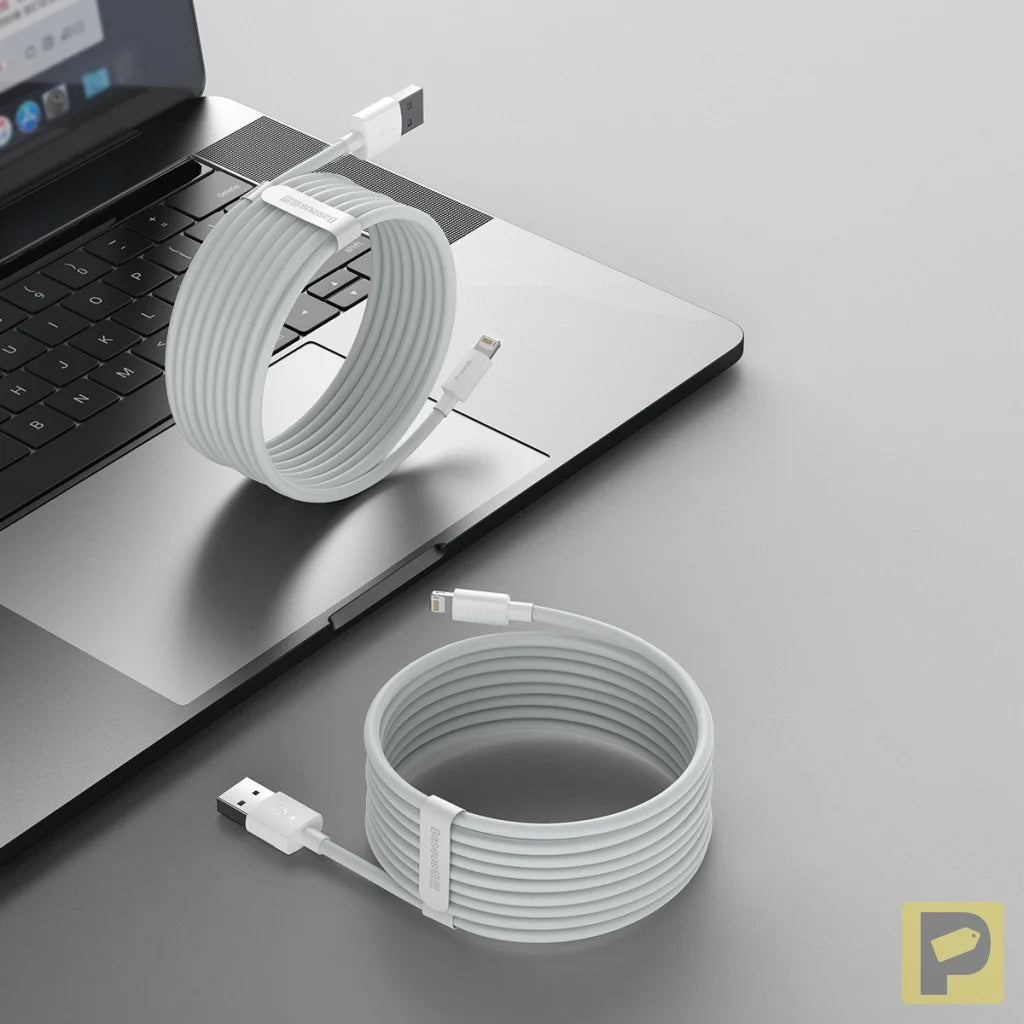 Baseus Simple Wisdom Data Cable Kit USB to Lightning 2.4A (2PCS/Set)1.5m White