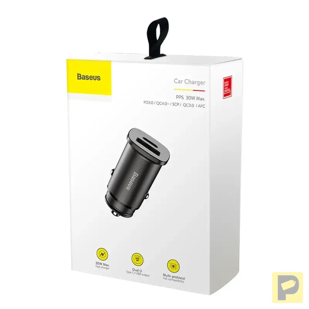 Baseus Square Car Charger PPS QC4.0 / PD3.0 5A 30W (black)